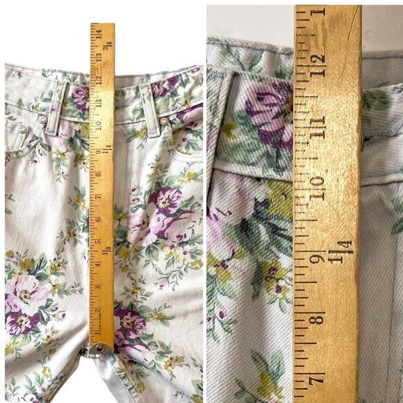 Ganni Betzy Floral Organic Cotton Blend‎ Flared Crop Jeans, size 27 - Picture 16 of 16